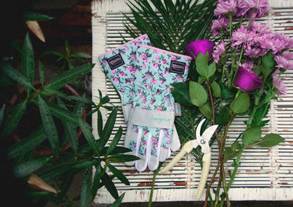 Watson Gloves' Homegrown You Grow Girl Sustainable Gardening Gloves - Water-Resistant Leather Palm, Recycled Spandex Back