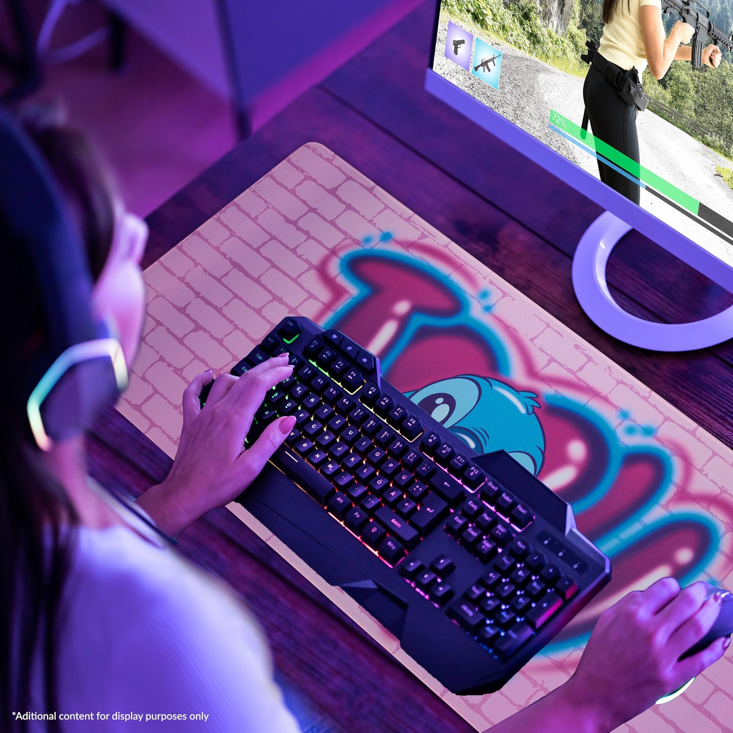 Disney Stitch Desk Mat Large Mouse Mat 80 x 36 cm Baby Yoda Desk Protector Mat PC Laptop Keyboard Stitch Gifts (Pink Stitch)