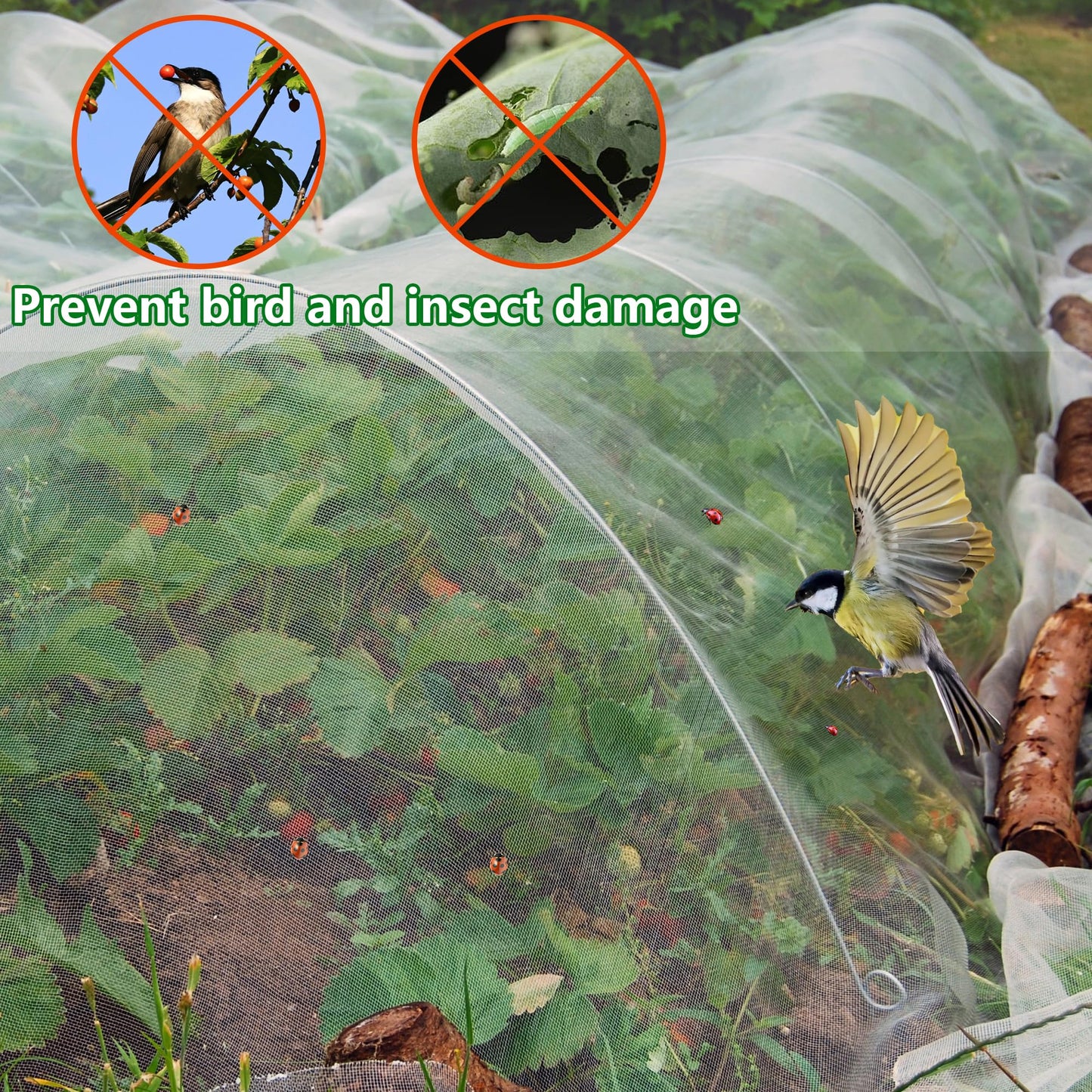 20x10 Feet Insect Bird Barrier Netting Mesh- Garden Bug Netting Plant Cover for Protect Vegetable Plant Fruits Flower from Insect Bird Eating