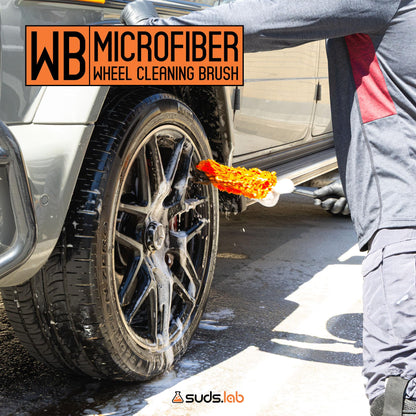 Suds Lab WB Premium Microfiber Cleaning Wheel Brush for All Vehicle Types – 18.1" Ultra-Soft & Scratch-Free Reusable Rim, Wheel, and Tire Brush with Ergonomic Handle