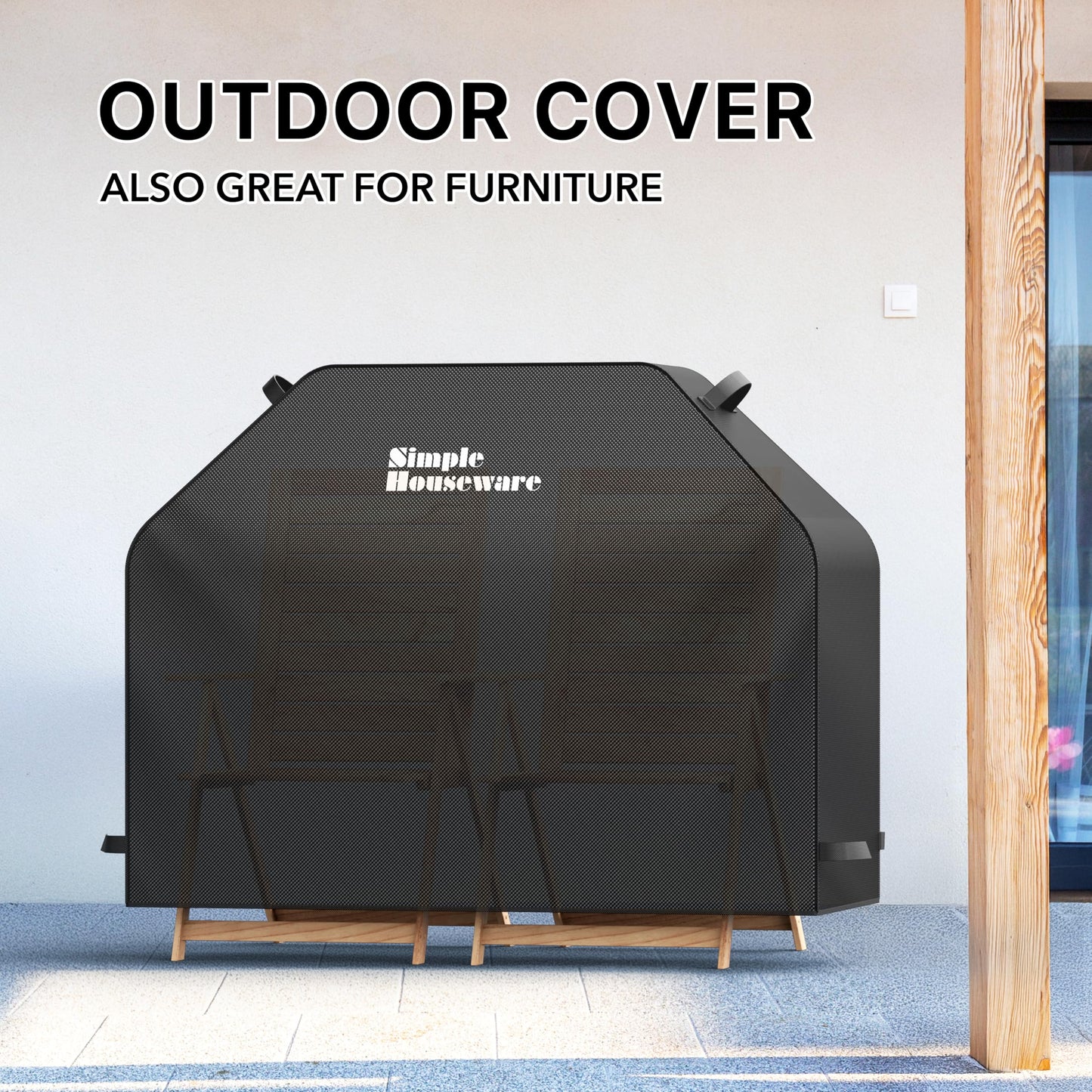 Simple Houseware 55-inch Heavy Duty BBQ Grill Cover, 600D Polyester Waterproof, Weather-Resistant