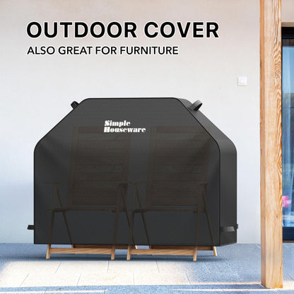 Simple Houseware 55-inch Heavy Duty BBQ Grill Cover, 600D Polyester Waterproof, Weather-Resistant