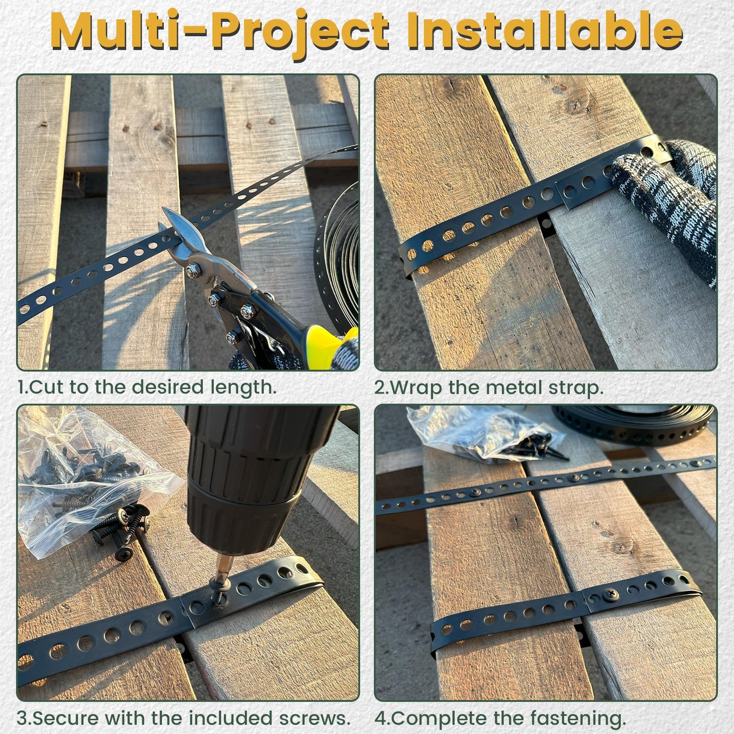 Black Metal Pipe Strap 3/4-Inch x 33-Feet 0.5mm Thickness Pipe Hanger Strap for Pipe Supports Hanging with Screw Metal Strapping with Hole