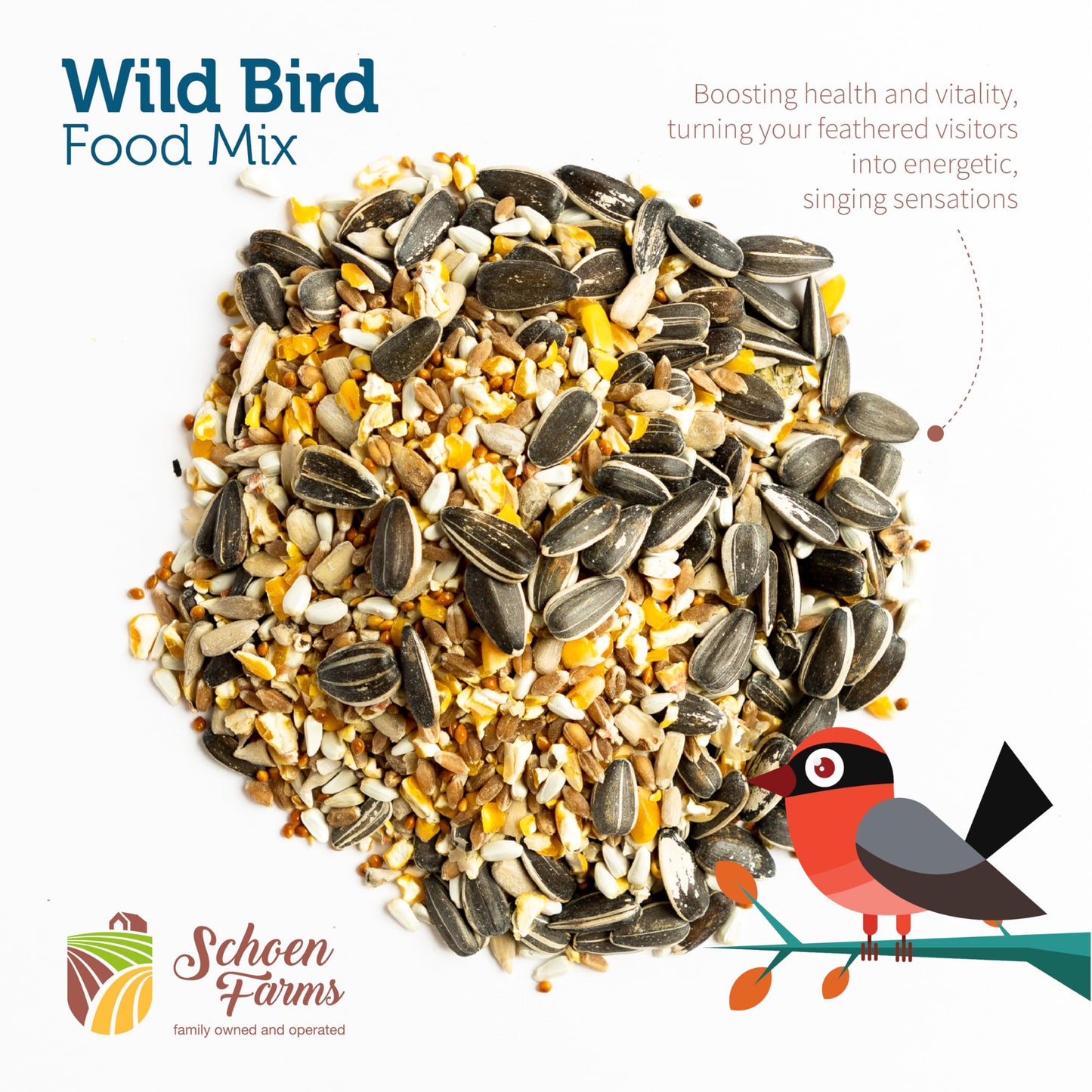 Schoen Farms Wild Bird Seed Food Mix – 2.27 kg Bag – Classic Seed Blend for Finches, Cardinals, Chickadees & Sparrows – Canadian Grown Bird Feed