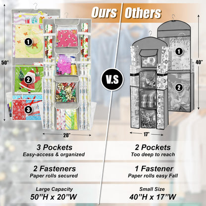Simple Houseware Double-Sided Hanging Gift Bag & Wrap Organizer