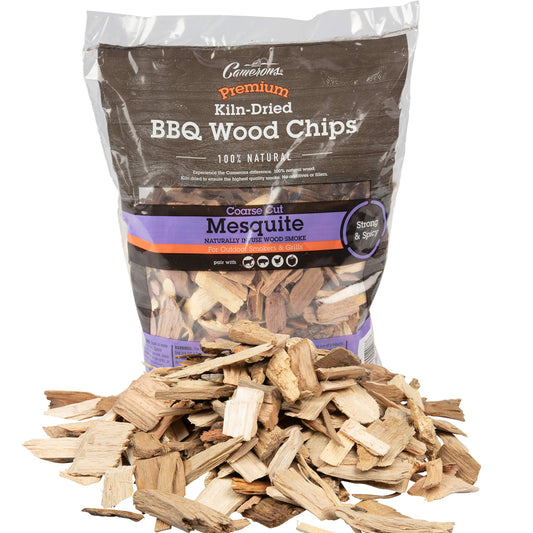 Camerons All Natural Mesquite Wood Chips for Smoker -260 Cu In Bag, Approx 2 Pounds- Kiln Dried Coarse Cut BBQ Grill Wood Chips for Smoking Meats - Barbecue Smoker Accessories - Grilling Gifts for Men