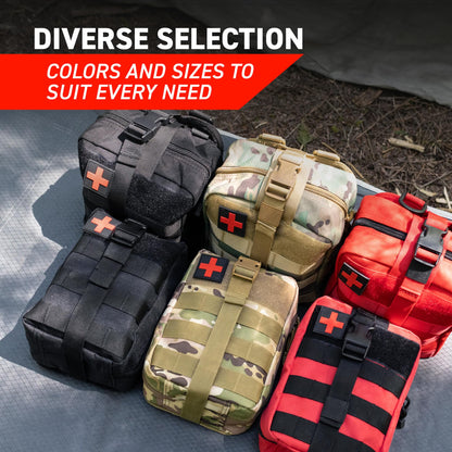 72HRS Medical Molle Pouch Tactical - 1000D Nylon First Aid Pouch, Big Capacity Utility Pouch, Heavy Duty for Home & Outdoor (Bag Only) (Red)