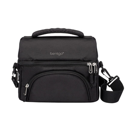 Bentgo Deluxe Lunch Bag - Durable and Insulated Lunch Tote with Zippered Outer Pocket, Internal Mesh Pocket, Padded and Adjustable Straps, & 2-Way Zippers - Fits All Bentgo Lunch Boxes (Carbon Black)