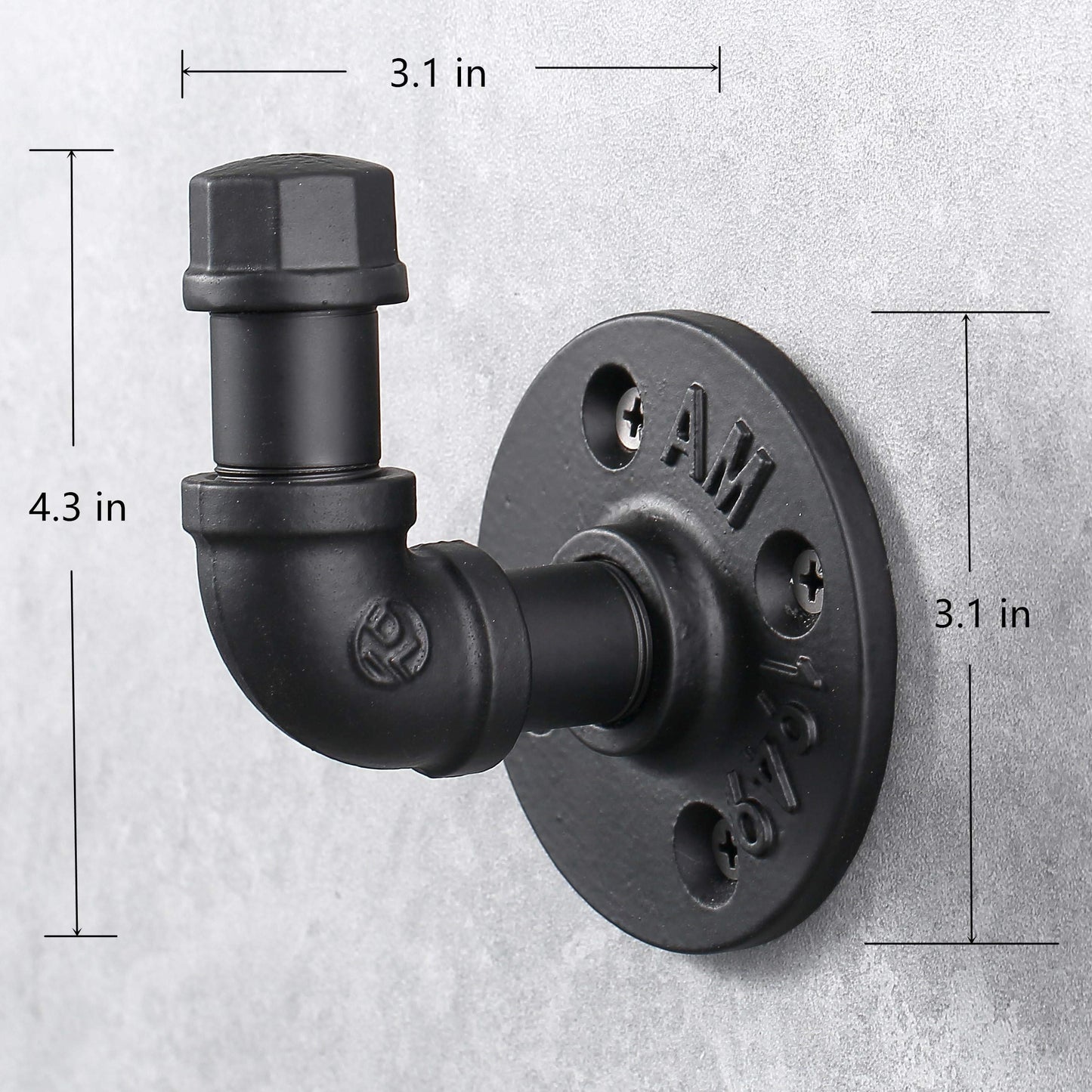 IMQOQ 3 Pack Industrial Style Robe Towel Hook Wall Mounted Metal Iron Pipe Coat Hanger Hat Holder Bag Rack for Bathroom Bedroom Kitchen, Rust Free, Black