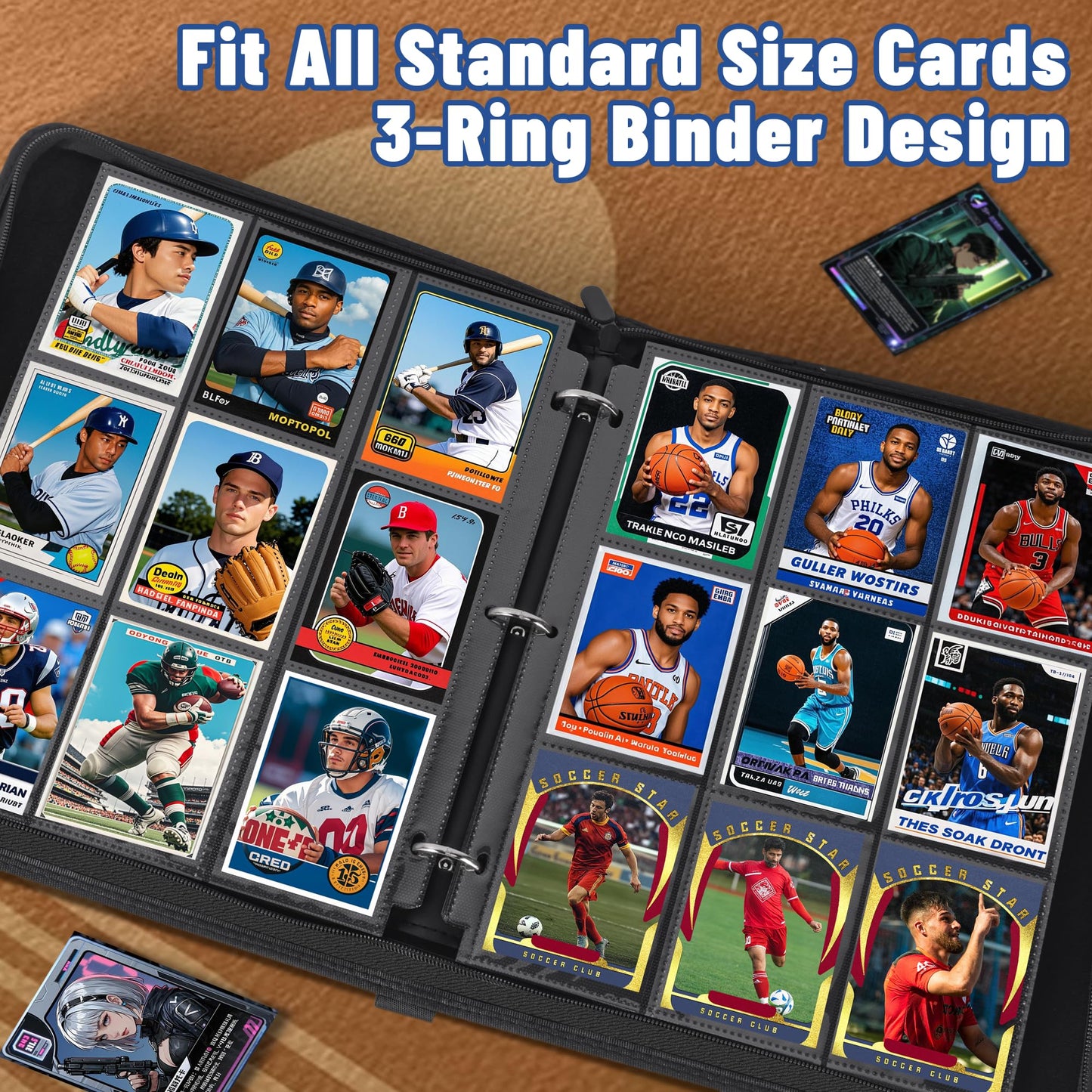 1800 Pockets Trading Card Binder Sleeves, Baseball Card Sleeves Fit for Standard Size Sport Cards, Baseball Card Holder for 3 Ring Binder