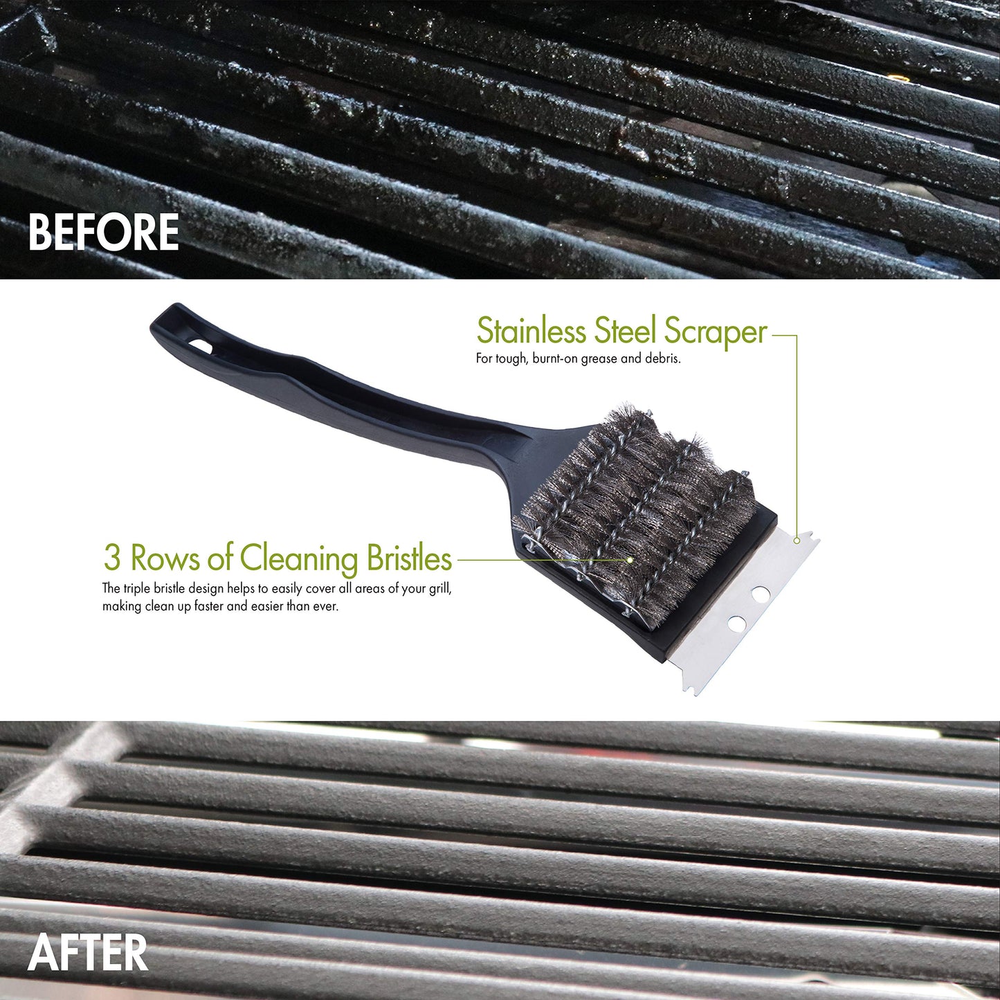 Cuisinart CCB-100 Triple Bristle Grill Cleaning Brush, Black
