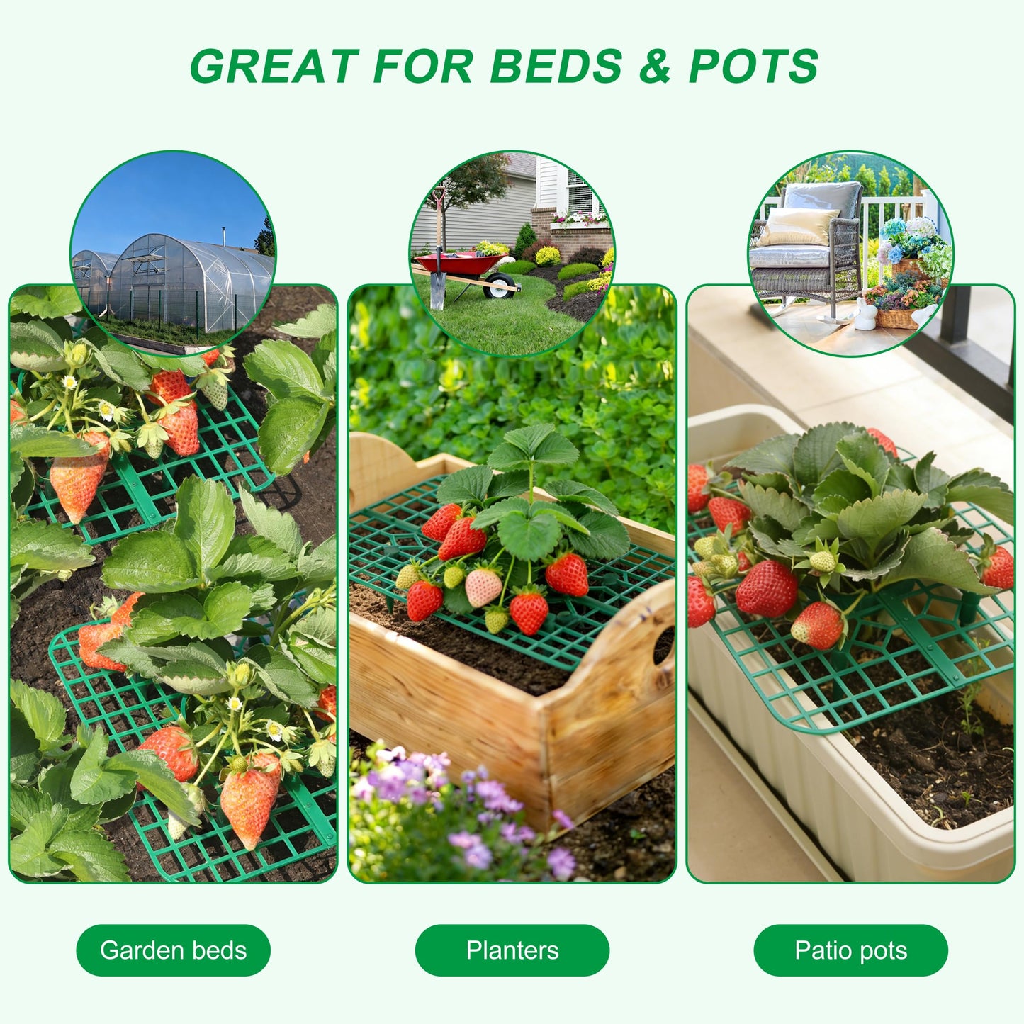 CNNIK 10 Pack Strawberry Plant Supports, Square Growing Frame to Keep Berries Off the Ground, Easy-Assembly Garden Plant Stand