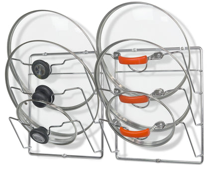 Simple Houseware Cabinet Door/Wall Mount Pot Lid Organizer Rack, 2 Pack, Chrome