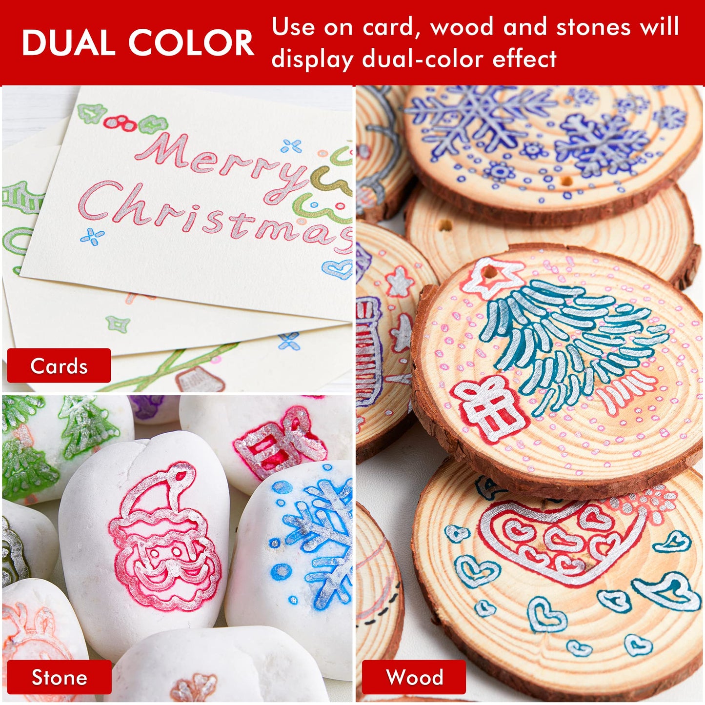 Shuttle Art Double Line Outline Markers, 28 Colors Squiggles Shimmer Markers Set, Self Outline Metallic Marker Pens for Art, Drawing, Doodling, Card Making, Christmas Greeting Card, DIY Crafts