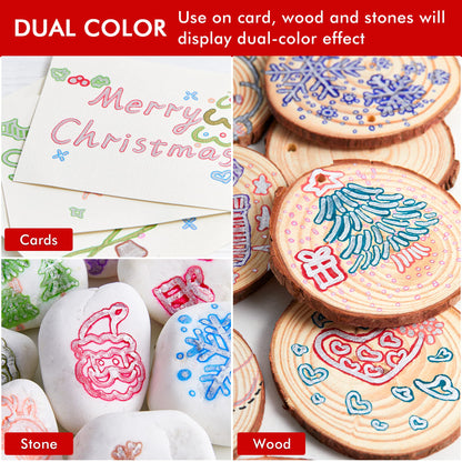 Shuttle Art Double Line Outline Markers, 28 Colors Squiggles Shimmer Markers Set, Self Outline Metallic Marker Pens for Art, Drawing, Doodling, Card Making, Christmas Greeting Card, DIY Crafts