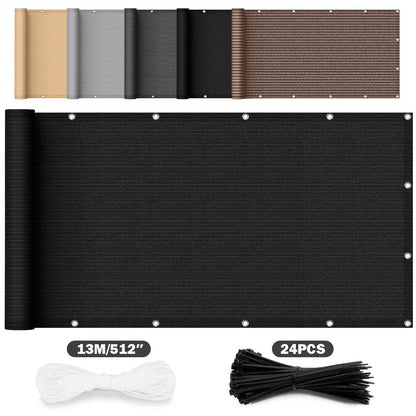 UIRWAY Privacy Screen Balcony Fence 3'x10', Garden Courtyard Privacy Fence Screen with Zip Ties UV Protection, for Animal Barriers, Decks, Patios, Outdoor Pools, Porches, Condo Railings - Black