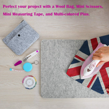 Rdutuok 17x13.5 Inches Wool Pressing Mat for Quilting Ironing Pad Easy Press Wooly Felted Iron Board for Quilters Retains Heat, Great for Quilting & Sewing Projects