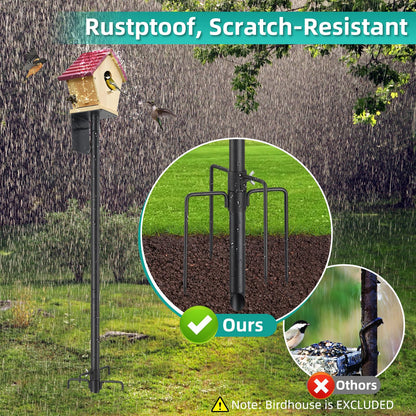 Bird House Pole,74 Inch Heavy Duty Bird Feeder Pole Mount Kit for Outdoors, 5-Prong Base, Splicing Adjustable Feeding Stand Station for Birds Watching,Weather Station (Birds House Not Included)