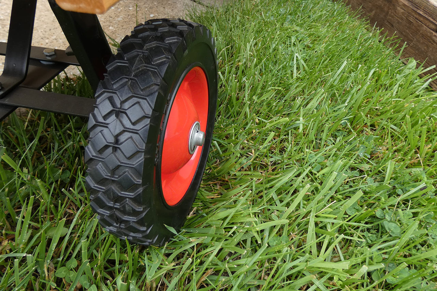 Shepherd Hardware 9594 8-Inch Semi-Pneumatic Rubber Tire, Steel Hub with Ball Bearings, Ribbed Tread, 1/2-Inch Centered Axle Diameter