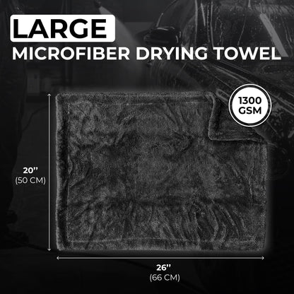 WEST BROS Large Microfiber Car Drying Towel 1300 GSM Double Twist Pile - Premium Auto Wash Towel for Cars Trucks SUV - Super Absorbent Detailing Cleaning Cloth 20x26'' Gray 1-Pack