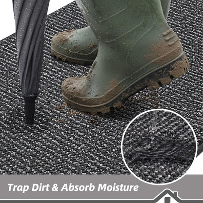 BEQHAUSE Dirt Trapper Door Mat 20" x 32", Non-Slip Washable Doormats Entrance Mat, Dirt Resistant and Absorbent Welcome Mat, Low Profile Floor Mats for Front Back Door and Entryway, Charcoal