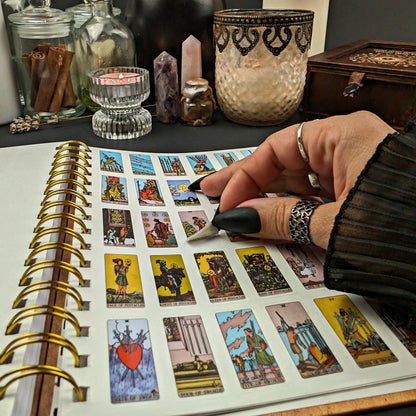 Witchy Cauldron Tarot Journal with Stickers — Daily Tarot Planner for Beginners — Spiral Bound Tarot Workbook with Moon Phases, Astrology & Card Meanings — 206 Pages, Thick Bleed-Proof Paper