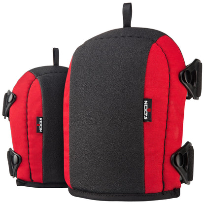 NoCry Flooring, Roofing and Gardening Knee Pads for Men and Women with Thick Soft Foam Padding, Non Slip Leather Cover, Strong Double Straps and Adjustable Easy-Fix Clips; Kneeling Pads for Work. Red