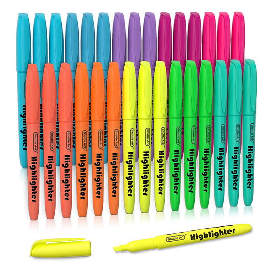 Shuttle Art Highlighters, 30 Pack Highlighters Assorted Colors, 10 Colors Chisel Tip Dry-Quickly Non-Toxic Highlighter Markers for Adults Kids Highlighting in Home School Office