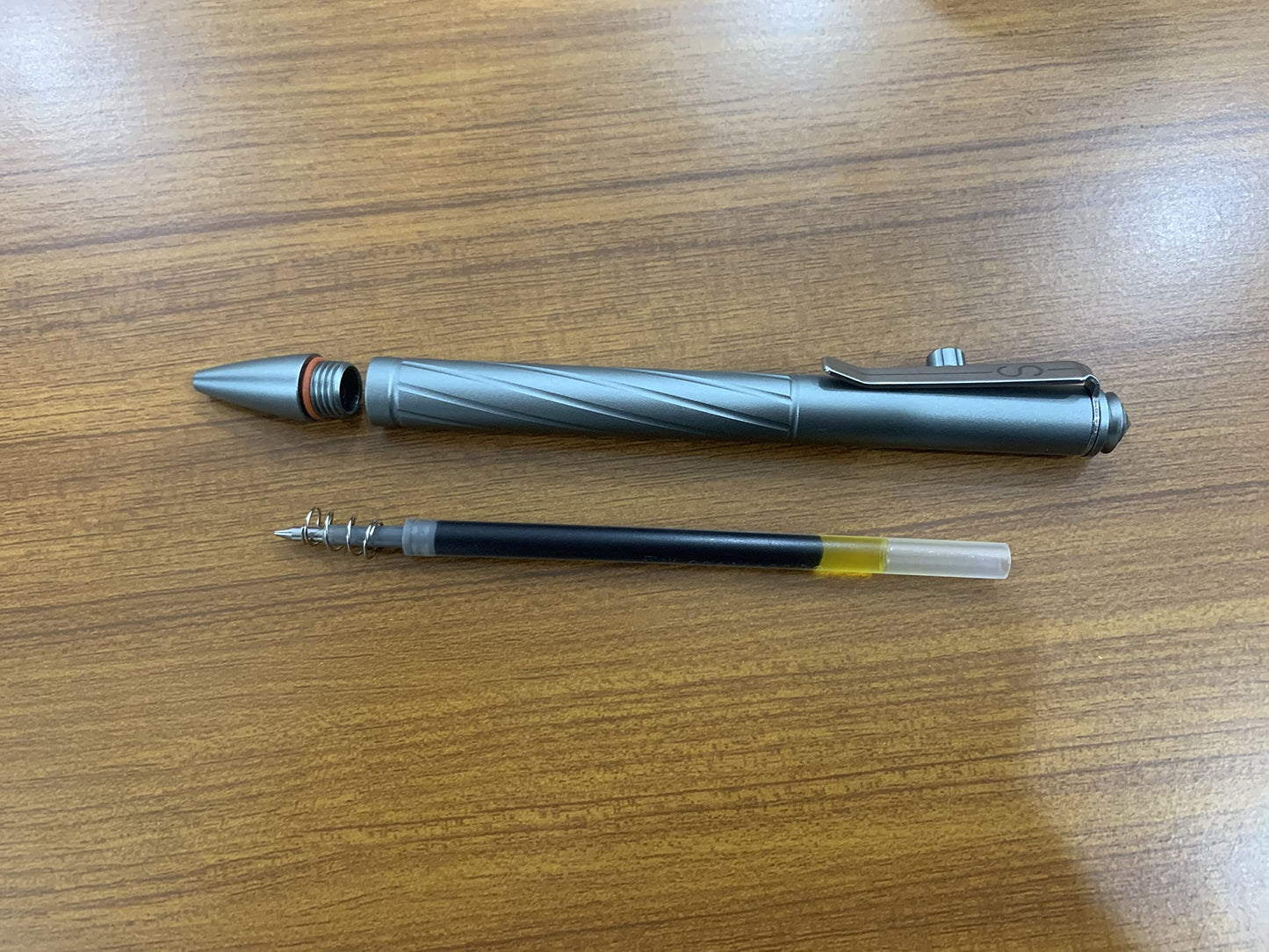 SMOOTHERPRO Premium Bolt Action Pen Compatible with Pentel Refill Durable Stainless Steel Clip Weight Balanced for EDC Signature Office School Business Color Gray (PTC051)
