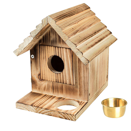 Bird House for Outside, Wooden Bluebird House with Predator Guard, Hanging Wild Bird Feeder, Outdoor Birdhouse for Clearance, Garden Bird Nesting Box for Country Cottages
