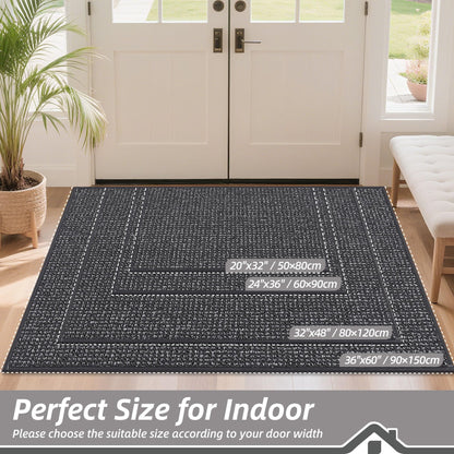 BEQHAUSE Dirt Trapper Door Mat 20" x 32", Non-Slip Washable Doormats Entrance Mat, Dirt Resistant and Absorbent Welcome Mat, Low Profile Floor Mats for Front Back Door and Entryway, Charcoal