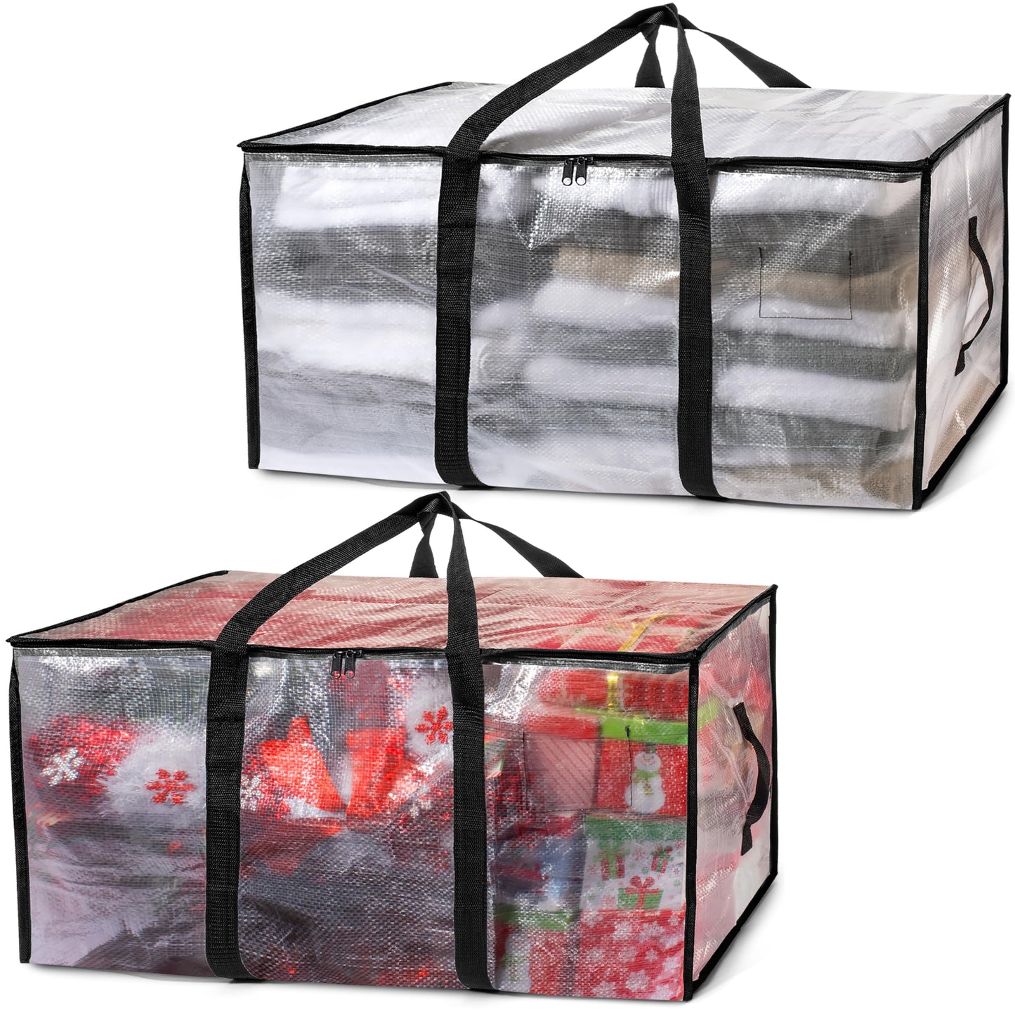 ClearSpace Oversized Moving Bags or Storage Bag – Large Moving Tote with Carry Belt, Zippers & Handles – Reinforced Packing Bags for Student Apartments, Holiday Storage, 2 Pack