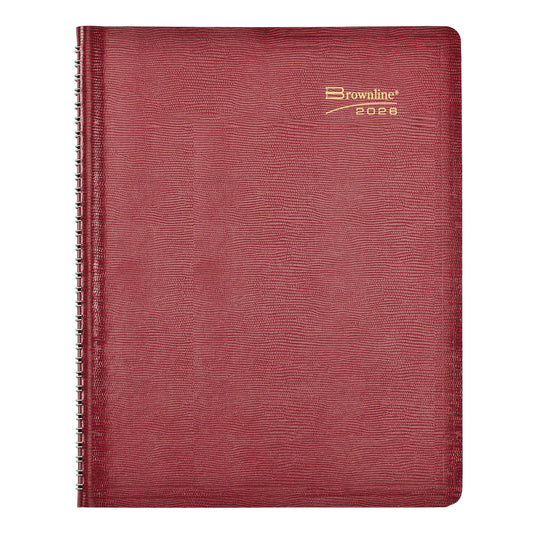 Brownline® 2026 Essential Weekly Planner, Appointment Book, 12 Months, January to December, Twin-Wire Binding, 11" x 8.5", Red (CB950.RED-26)