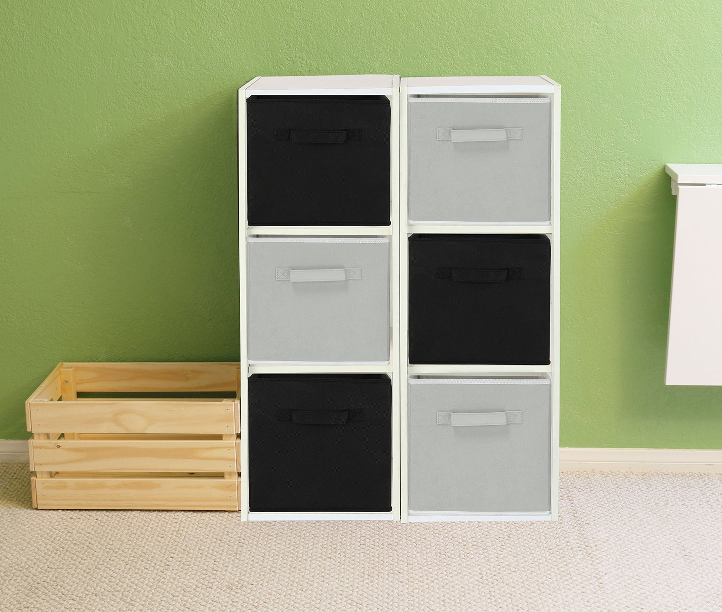 Simple Houseware 11 Inch Foldable Storage Bins Cubes Organizer, 6 Pack, Black