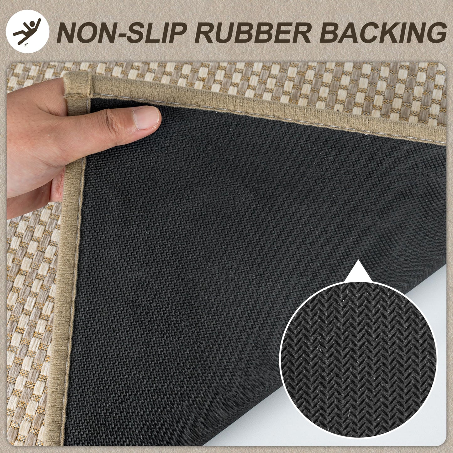 VSIWB Door Mat Entrance 24"x35",Front Door Mat Indoor Outdoor Mat Non-Slip Dirt Resistant and Absorbent Rubber Backing Floor Mats，Washable Entrance Mat Low-Profile Welcome Mat, Brown
