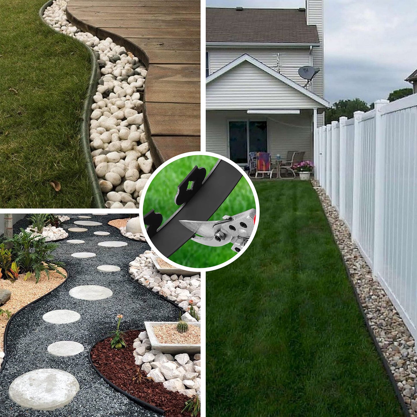 Aoipend Landscape Edging Kit 20ft, 5cm Tall Garden Edging Border Include 18 Anchoring Spikes, Black Plastic Edging Roll for Landscaping, Lawn Paver, Yard Flower Bed Edging (20Ft)