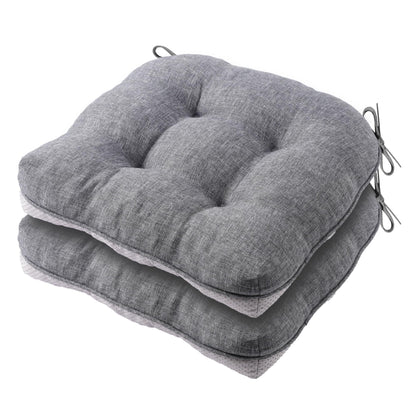 Battilo Chair Cushions Set of 2 for Reading Seats, Seat Cushions for Kitchen Dining Chairs with Non-Slip Backing, Indoor/Outdoor Waterproof Chair Seat Pads with Ties, 40cm x 40cm x 10cm, Dark Grey
