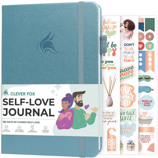 Clever Fox Self-Love Journal – Guided Self-Discovery Journal for Self-Care, Reflection & Self-Help – Mental Health Journal to Practice Gratitude, Mindfulness & Self-Improvement – A5 Size – Aquamarine
