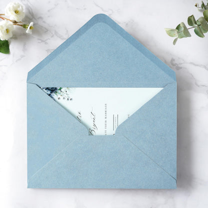 PONATIA 50 PCS A7 Envelopes, 5.25 x 7.25'' Matte Dusty Blue Envelopes For 5x7'' Weddings Invitation Cards, Christmas Gift Cards, Acrylic Invitations, Photos and Any 5x7" Inserts