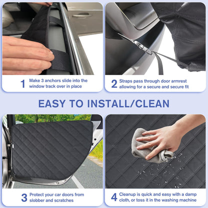 ALLANSING Dog Car Door Protector 2-Pack, Protects Doors from Dog Scratches, 900D Heavy Duty Thick Fabric, Window Roll Compatible & No Tint Damage, Secure Fit for Cars/SUVs/Trucks