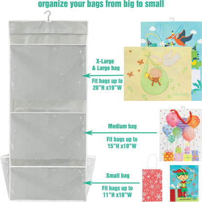 Simple Houseware Double-Sided Hanging Gift Bag & Wrap Organizer