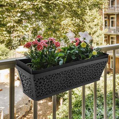 Adnee 4 Pcs 24 Inch Fabric Plant Window Box Liners-Rectangular Non-Woven Planter Basket Liner-Black Felt Flower Hanging Basket for Outdoor Garden Wall Hanging Planter Flower Vegetables
