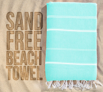 Utopia Towels 2 Pack Turkish Beach Towel, 40 by 72 Inches, 100% Cotton Oversized Sand Free Lightweight Quick-Dry, Prewashed for Soft Feel, Large Peshtemal Towel for Travel, Aqua