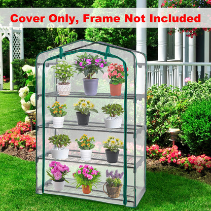 DECOHS Extra Wide 4 Tier Greenhouse Replacement Cover- 63 x 40 x 19 Inch Clear PVC Plant Gardening Greenhouse Cover with Roll-Up Zipper Door for Gardening Plants Flowers (Frame Not Include)