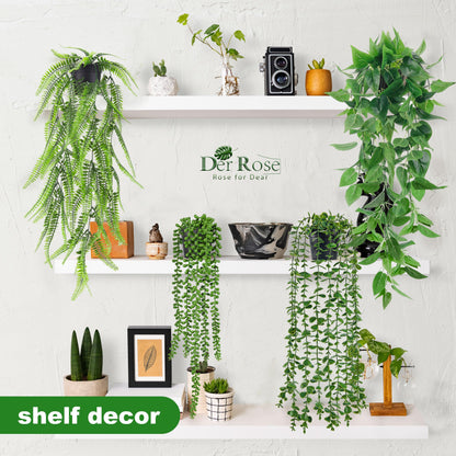 Der Rose 4Pcs Fake Plants Hanging Artificial Ivy Vines Faux Hanging Plants for Boho Home Bathroom Bedroom Living Room Wall Shelf Office Decor Indoor Outdoor