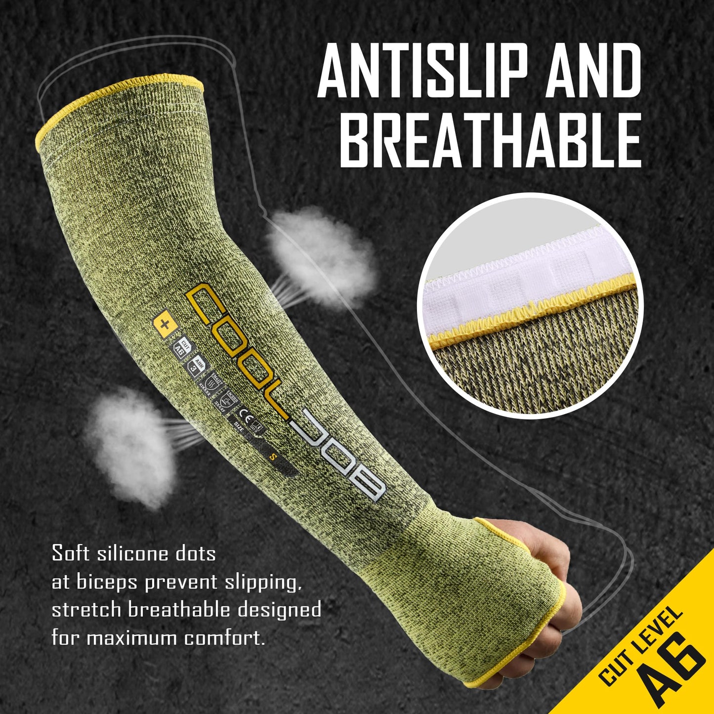 COOLJOB A6 Cut Resistant Sleeves for Gardening Pruning Fishing, 18” Arm Protection for Gardener Farmer, UPF 50+ Sun Protector Large Size