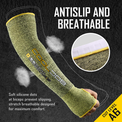 COOLJOB A6 Cut Resistant Sleeves for Gardening Pruning Fishing, 18” Arm Protection for Gardener Farmer, UPF 50+ Sun Protector Large Size