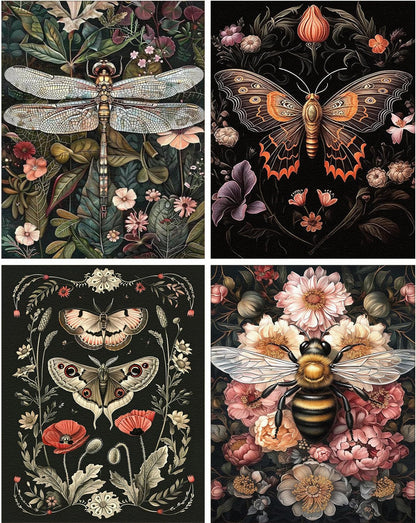 4 Pack Diamond Painting Kits for Adults,Insect Diamond Art Kits for Adults,5D Full Drill DIY Diamond Dot Gem Art Kit Wall Home Decor Arts Craft 12x16 inch