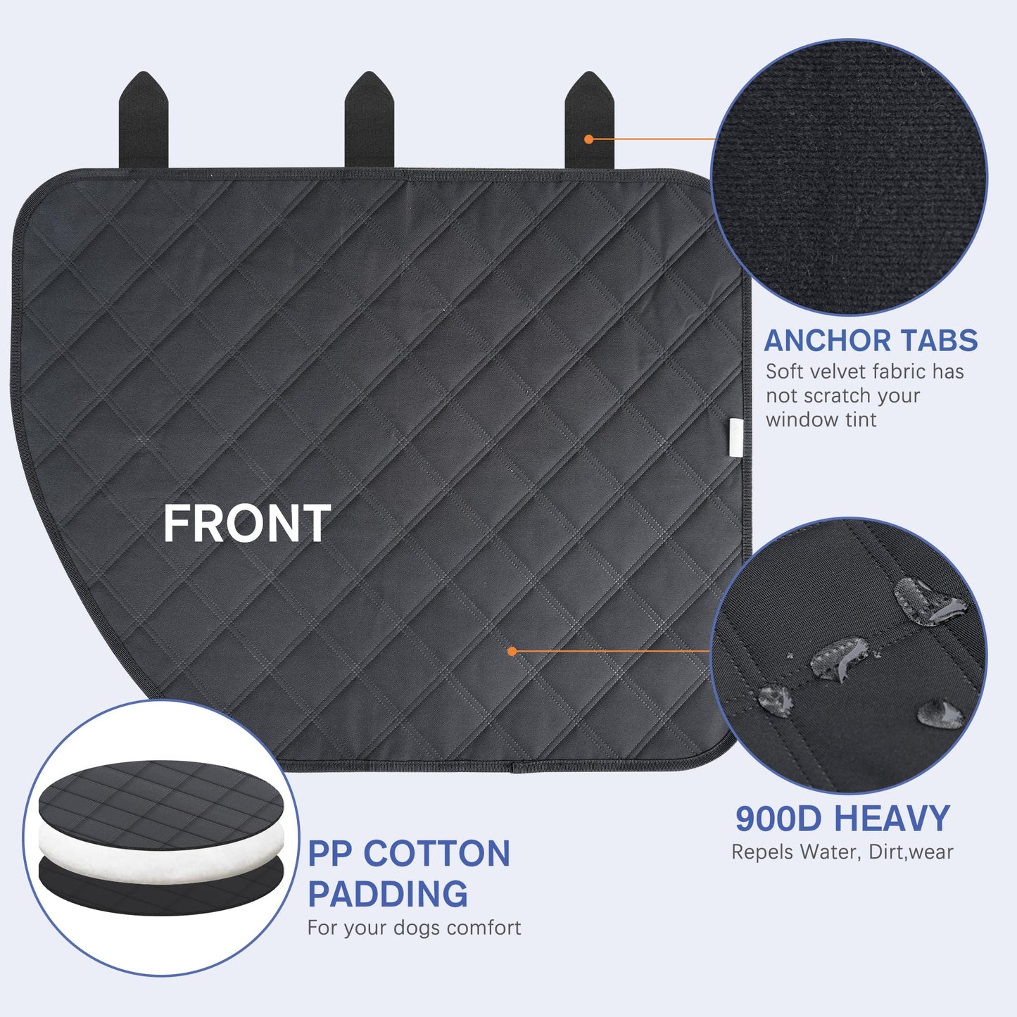 ALLANSING Dog Car Door Protector 2-Pack, Protects Doors from Dog Scratches, 900D Heavy Duty Thick Fabric, Window Roll Compatible & No Tint Damage, Secure Fit for Cars/SUVs/Trucks