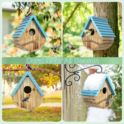 Bird House, Auslar Wooden Bird Houses for Outside, Birdhouse for Outdoors, Hanging Bluebird House for Cardinals Finch Wren Swallow for Garden Viewing